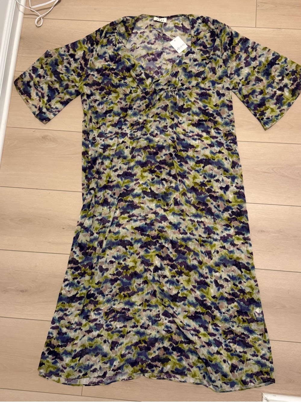 Abstract Print V-Neck Maxi Dress size Large